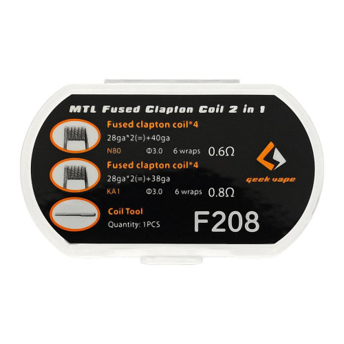 Coils - F208 - MTL Fused Clapton - 0.6Ω & 0.8Ω - Geekvape